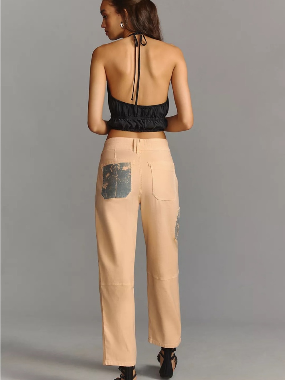 Wander Peach and Slate Patchwork Pants - Picture 2 of 4